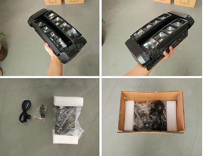 LED Mini 8-Eye Beam / RGBW or white / Dual-Tilt Spider beam Moving Head